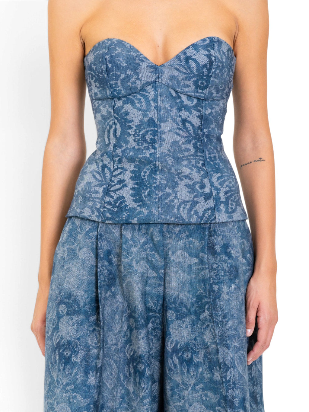 LACE DENIM BUSTIER