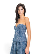 LACE DENIM BUSTIER